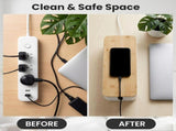 2 Pack Cable Management Box - Cord Organizer Box with Wooden Lid for Tv Wires, Power Strips, Router, V1370-AZ4-15718