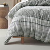 Bianca Drake Green Cotton Sateen Quilt Cover Set Super King V442-BCA-QUILTCS-DRAKE-GREEN-SK