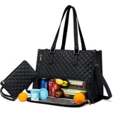 Stylish Quilted Laptop & Lunch Tote Bag , Water-Resistant with Insulated Compartment & Clutch V888-ELOSUNG25752
