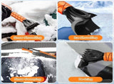 Extendable Snow Brush and Ice Scraper for Car, 30"-35"-39" Adjustable Long Handle & 4.3" Ice V1366-AZ2-W-02454