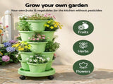 Green Fingers 5 Tier Vertical Garden Planter, Stackable Planters with Wheels, Light Green, Garden GARDEN-5T-LGR