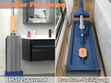 Large Flat Mop with 360&deg Rotatable Wringing Function, Microfiber Pads for Hardwood Blue 2 rags V1237-ZY-203-1790