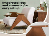 Artiss Armchair Accent Chair Sturdy Upholstered Solid Wood Chenille Fabric White UPHO-K-ARM-FB-BG