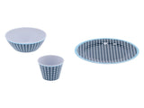 12Pcs/Set Tableware Set Dark Blue Grid Melamine Cup Bowl Plate for Home Restaurant Kitchen V1294-YM0901-3118210179311