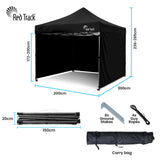 RED TRACK 3x3m Premium Pop Up Gazebo Marquee, Patented Steel Cable Canopy Support System, Wheeled V219-OTDGZWRT33KB