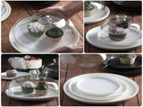 White Ceramic Cake Plate with Glass Cover for Decoration and Fruit Display Stand 7 Inch V1366-AZ2-W-13203