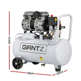 Giantz 30L Air Compressor Quiet 0.75HP Oil-Free Portable Tyre Inflator 40L/Min AC-30L-N-XL-WHT
