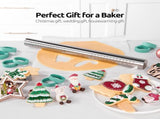 18/8 Stainless Steel 16 inch Adjustable Rolling Pin with Silicone Removable Thickness Rings, V1258-DP02-C-365