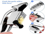 Stainless Steel Garlic Press Set for Easy Mincing and Crushing Garlic Kitchen Tool Silver V1192-AZ-W-27358