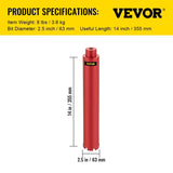 VEVOR Dry Diamond Core Drill 2.5"/ 63mm Dia. Hole Cutter for Concrete Masonry V952-JGSKZY2.514INCPD9V0