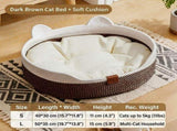 Handwoven Cotton Rope Cat Bed with Adorable Cat-Ear Design, Breathable Oval Nest with Front Opening V1341-ZY-XQJER22K-G1
