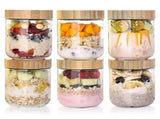 6 Pack 16oz Glass Oats Containers with Bamboo Lids Wide Mouth Salad Jars V1263-JX-5945