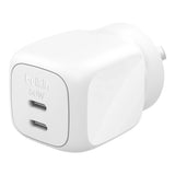 Belkin BoostCharge Pro 50W Dual USB-C GaN Wall Charger - White , Compact Laptop Charger, V1202-V2-MPA-WCH019AUWH