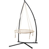 Gardeon Hammock Chair Nest Web Outdoor Swing with Steel Stand 100cm HM-CHAIR-NEST-CREAM-X