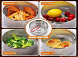304 Stainless Steel Pasta Strainer Baskets, 3 Pack Noodle Blanching Baskets with Long Removable V1189-LC-RY-00122