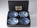 Bowl Set 4pcs Blue Plum Cherry Blossom Design V637-RW0006