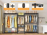 CARLA HOME Heavy Duty Clothing Garment Rack Organizer with Hanging Rods & Storage Shelves for V178-36179