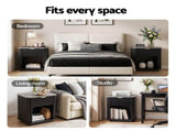 Artiss Bedside Table with 1 Drawer Side Table Black Nightstand FUR-Z-BS-05-BK