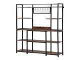 Artiss Kitchen Rack with 6 Hooks Microwave Storage Shelf 120cm x 170cm KR-MEL-5S-120-BKBR