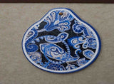 Blue-black Set of 4 Embossed Ceramic Paddle Mats - Assorted Bohemian Pattern Heat Resistant Pads V888-ELOSUNG28026