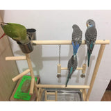 Double Layer Wooden Bird Stand Including Ladder Swing Bell Bird Athletic Toy Stand V1294-YM0717-10150596