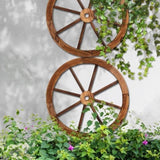 Gardeon Garden Decor Outdoor Ornament 2X Wooden Wagon Wheel GD-WHEEL-2X-CC