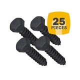 1/2" x 2, 25-Piece Black Bolts, Rustproof 4-Layer Ceramic BLAKOTE, 2X Protection of Galvanized V1258-DP02-F-80