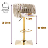 SERENIT Modern Velvet Breakfast Bar Stools Swivel Barstools Adjustable Counter Stools with Backrest V255-SE-GP1782-IVORY