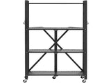 4-Tier Foldable Storage Shelf with Wheels, 66 cm W x 33 cm D x 117 cm H Folding Metal Rack Shelving V952-YDKZDHJHS4C1GV6EX001V0