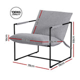 Artiss Armchair Lounge Chair Sling Grey UPHO-G-ARM01-FLD-GY