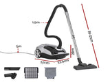 DEVANTI Bagged Vacuum Cleaner Powerful Suction for Carpet Wood Tile Floor VAC-KB-2108-BK