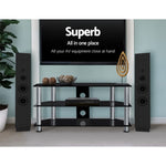 Artiss TV Stand 3 Tiers Storage Shelf Rack Tempered Glass Entertainment Unit TV-MOUN-TAB-008-BK