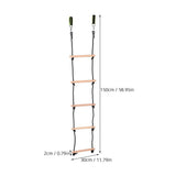 1Set Rope Ladder for Kids Bunk Bed Wooden Portable Climbing 59X12In V1192-AZ-W-27009