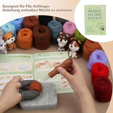 Needle Felting Set in 24 Colors - Felting Tools and Storage Bag, Large Set with Felting Wool, V1237-ZY-203-4685