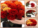 Artificial Fall Pom Pom Mums, Outdoor Faux Mums Potted Plant Fall Colors Chrysanthemums Bouquet with V1366-AZ2-W-24940