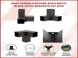 Roof Pergola Gazebo Shed Matte Black Steel Brackets DIY Kits V63-847741