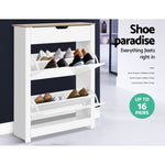 Artiss Shoe Rack Cabinet 16 Pairs White Ana FURNI-E-JACO-SHOE-WHWD