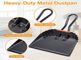 2X Industrial Metal Dustpan 12Inch Dust Pan with Handle Handheld Dustpan Wide Scoopers Dust and V1192-AZ-W-22346
