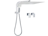 WELS Square Extra Large 16" Shower Head 3 Mode Handheld Diverter Wall Arm 2in1 Set Taps V1233-A702ROHS002M4CKSS116CPF0272A