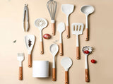12pcs Cooking Utensils Set Silicone Kitchen Utensil Wood Handle Heat Resistance Kitchen Gadgets with V1294-YM0901-3118230345911