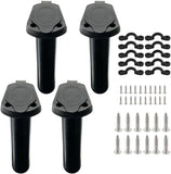 4pc Kayak Fishing Rod Holder - Plastic Flush Mount Boat Holders with Cap Cover for Canoe and Tackle V1259-DP01-A-1303