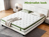 Artiss Double Bed Frame Platform White PVC Leather Hybrid Mattress Modern BFRAME-SET-NEO-XFMA-D