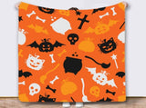 Halloween Throw Blanket Cozy Microfiber Blanket Soft Flannel Throw Festive Home Pumpkin Bat Orange V1107-114-84089-ORG7