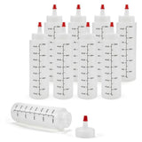 24-Pack 8 Oz Condiment Squeeze Bottles with Red Tip Cap - Plastic Squirt Bottle for Ketchup, Sauces, V1192-AZ-W-22751
