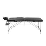 Zenses Massage Table 70cm Portable 2 Fold Aluminium Beauty Bed Black MT-ALUM-2FOLD-BK-70
