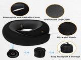 Black Velcro Tape Memory Foam U-Shaped Neck Pillow Snail Travel Cushion for Airplane, Office Nap, V888-ELOSUNG13348