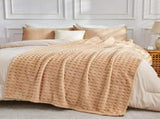 Updated Grey Throw Blanket for Couch and Bed- Super Soft and Warm 3D Checkered Fluffy Fuzzy Fleece V1107-114-51000-BRN3
