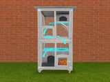Samland Outdoor Wooden Cat Enclosure Catio with Wheels, Double Cat Houses & Roof V1060-DCT2502