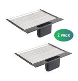 2 Pack Large Stainless Steel Roll Up Dish Drying Rack with Utensil Holder for Home Kitchen V178-36044