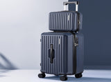 Wanderlite 2pcs Trunk Luggage Suitcase Travel Carry On TSA Lock 12" 20" Navy LUG-ABS-TRUK-12-20-NA